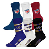 NFL Unisex Socken, 6er Pack - NFL Teams, 6Pack Crew Socks, Football, Logo, Baumwollmischung