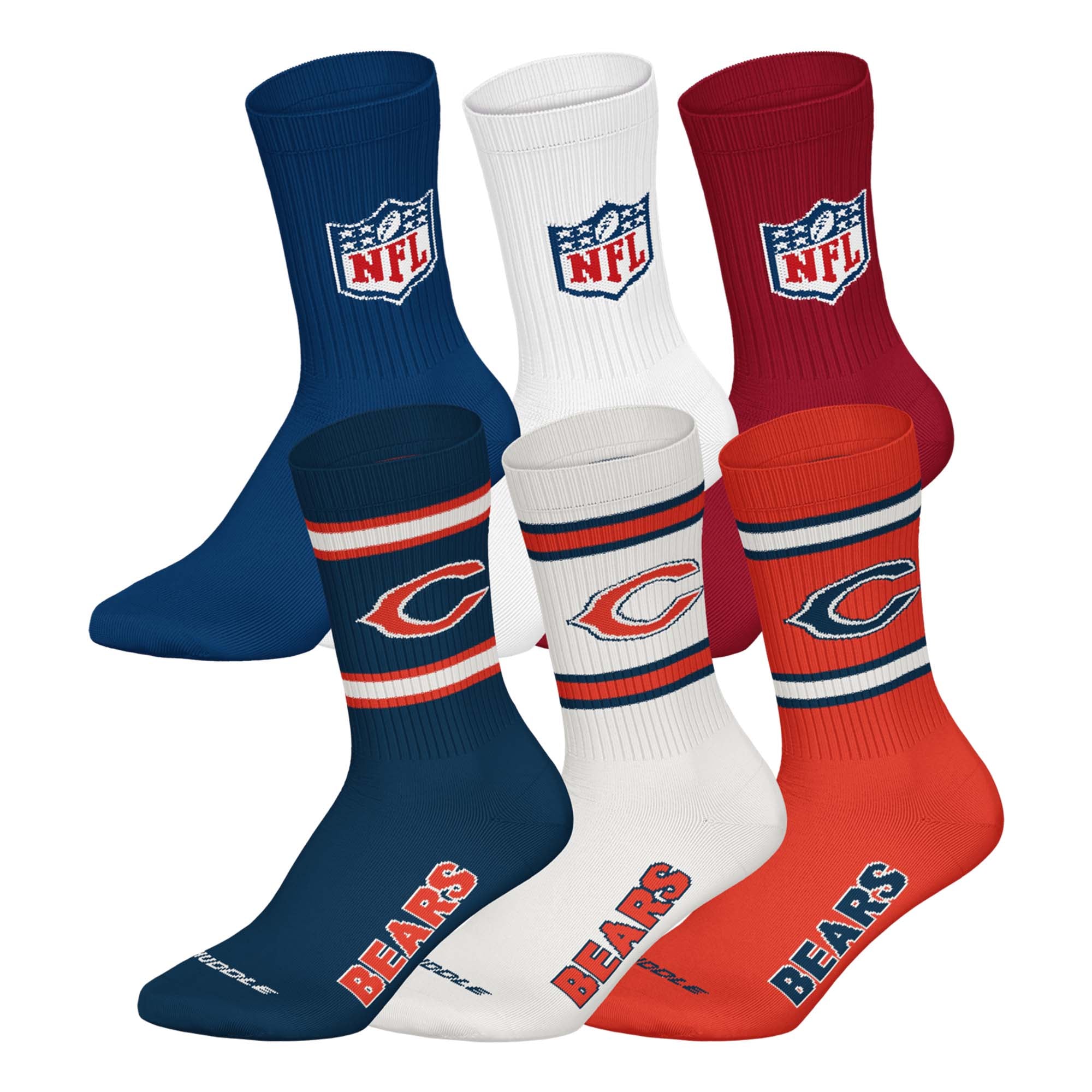 NFL Unisex Socken, 6er Pack - NFL Teams, 6Pack Crew Socks, Football, Logo, Baumwollmischung