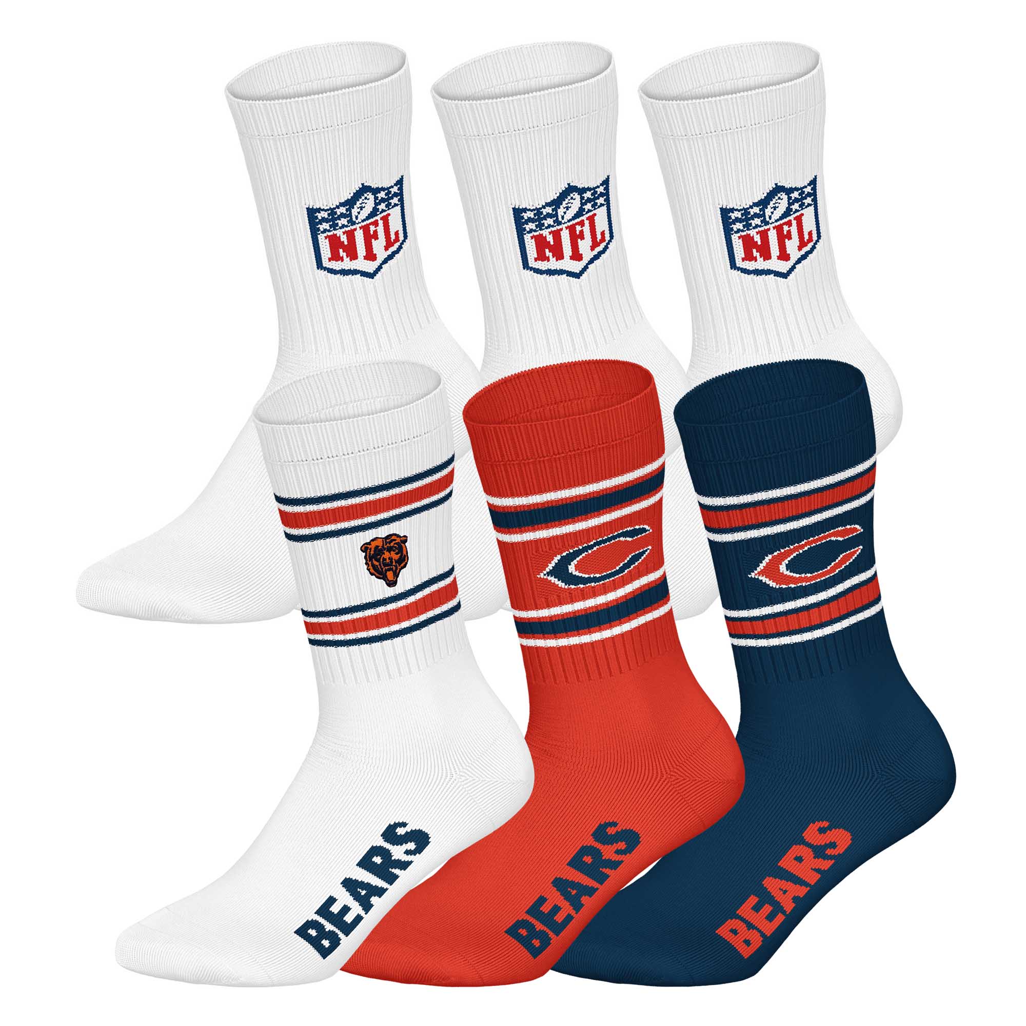 NFL Unisex Socken, 6er Pack - NFL Teams, 6Pack Crew Socks, Football, Logo, Baumwollmischung