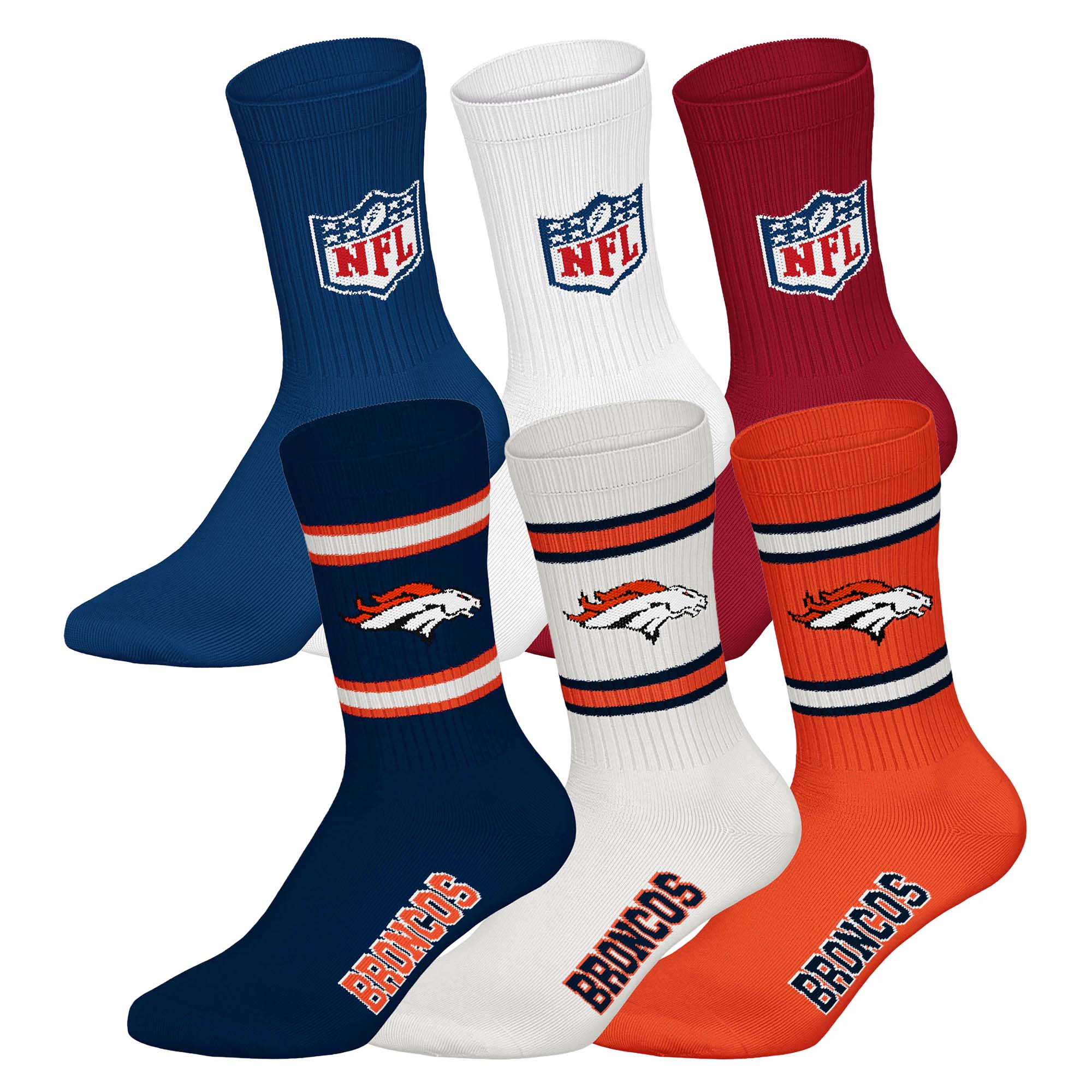 NFL Unisex Socken, 6er Pack - NFL Teams, 6Pack Crew Socks, Football, Logo, Baumwollmischung