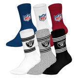 NFL Unisex Socken, 6er Pack - NFL Teams, 6Pack Crew Socks, Football, Logo, Baumwollmischung