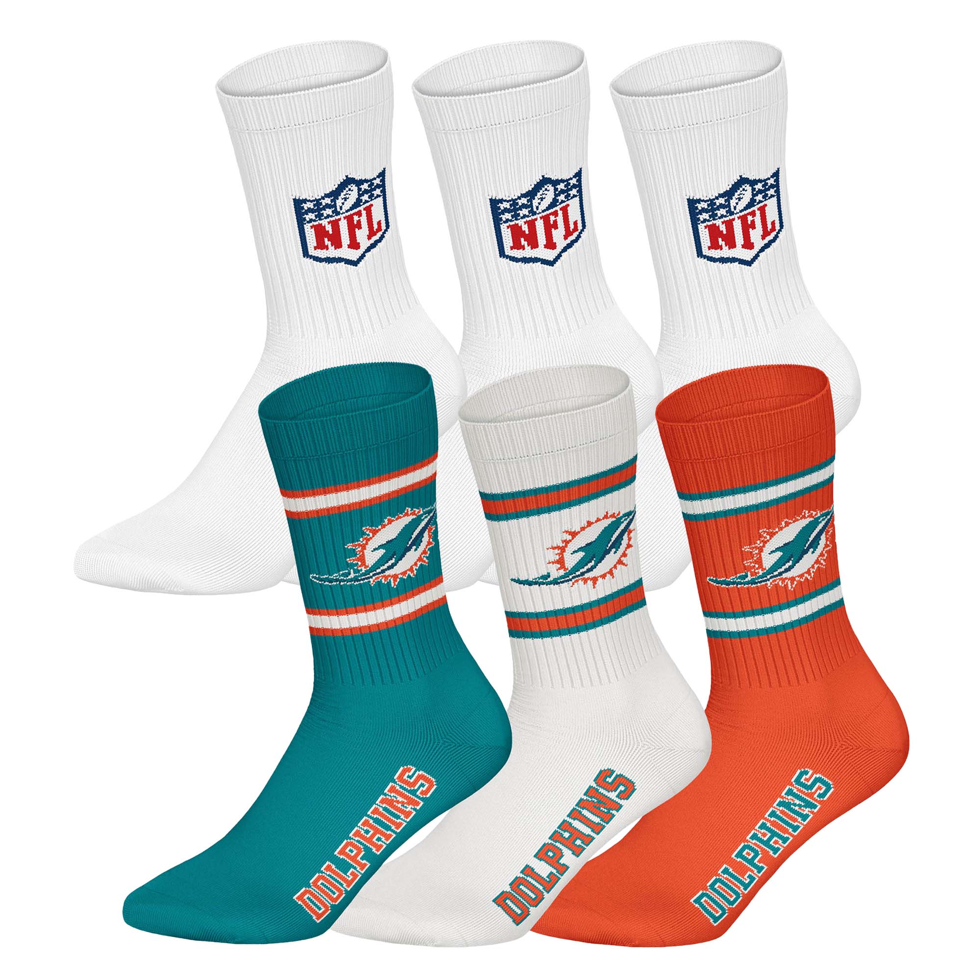 NFL Unisex Socken, 6er Pack - NFL Teams, 6Pack Crew Socks, Football, Logo, Baumwollmischung