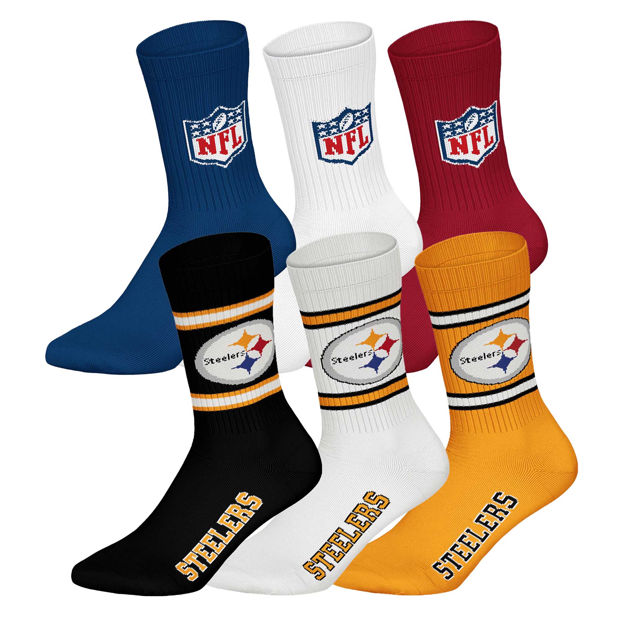 NFL Unisex Socks, 6-Pack – NFL Teams, 6Pack Crew Socks, Football, Logo, Cotton Blend