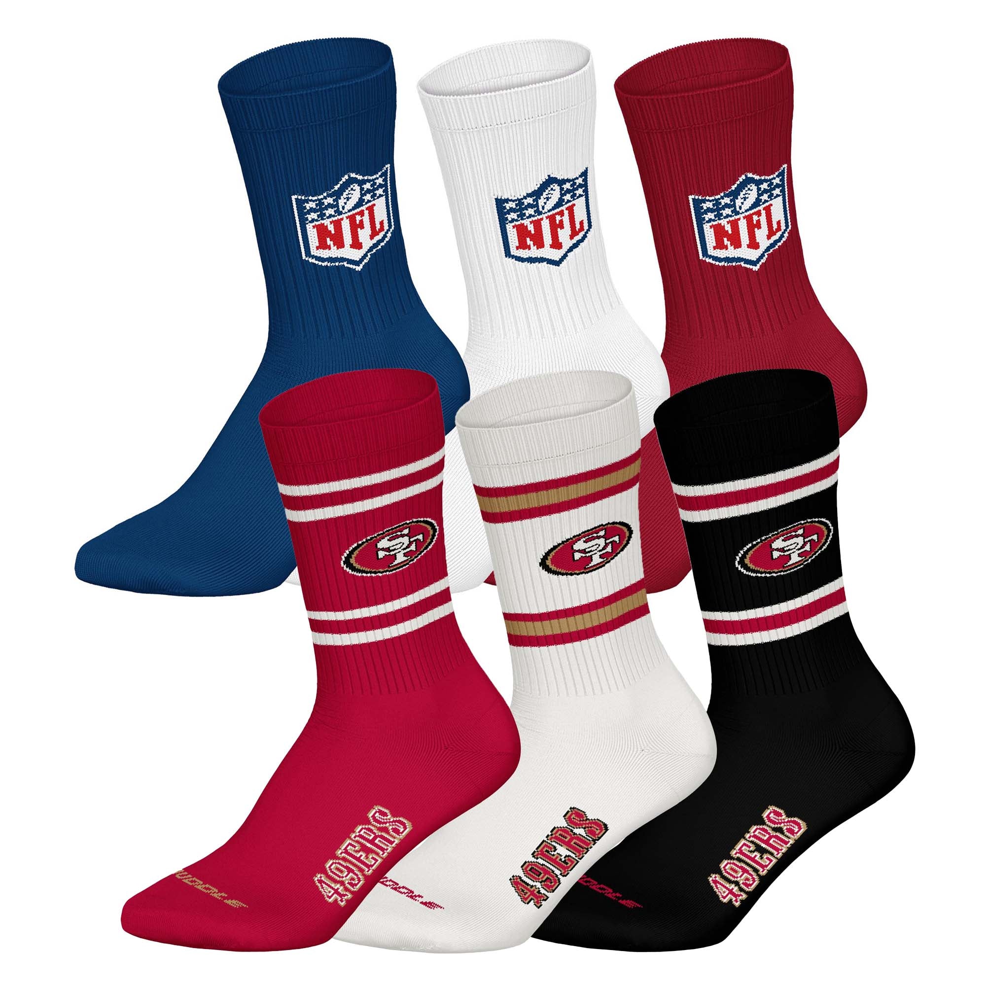 NFL Unisex Socks, 6-Pack – NFL Teams, 6Pack Crew Socks, Football, Logo, Cotton Blend