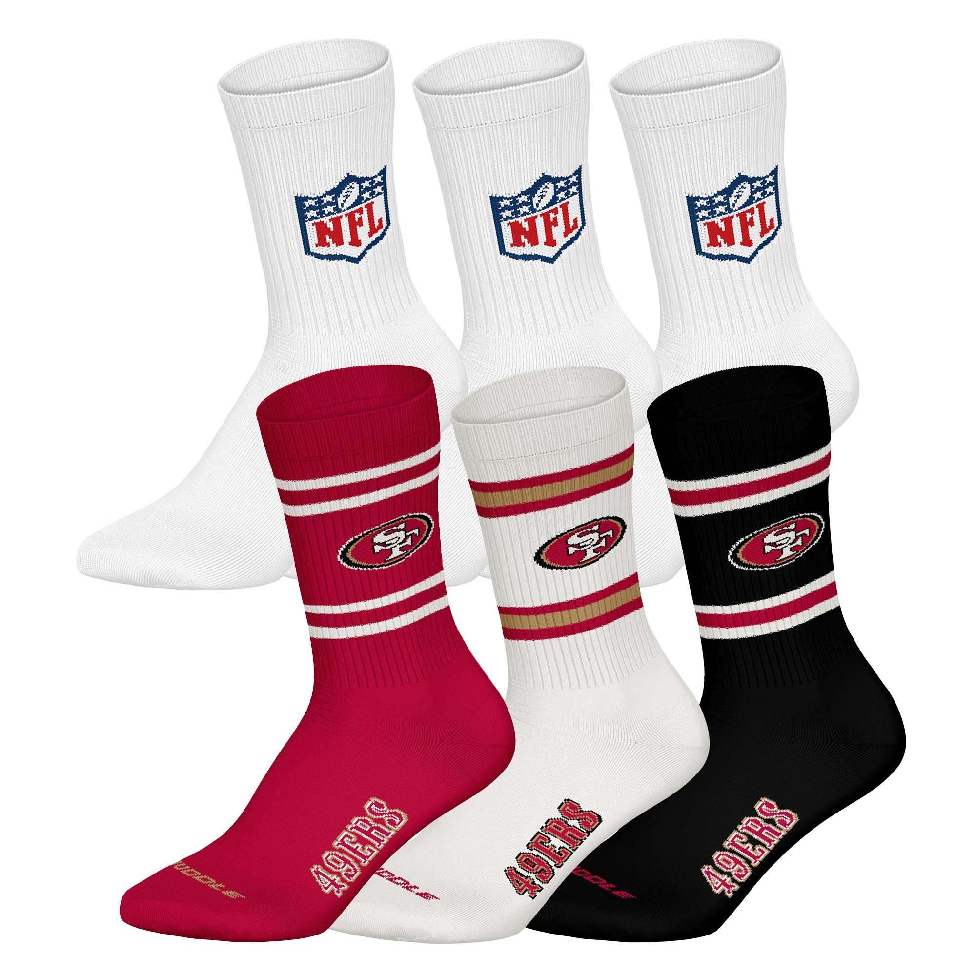 NFL Unisex Socken, 6er Pack - NFL Teams, 6Pack Crew Socks, Football, Logo, Baumwollmischung