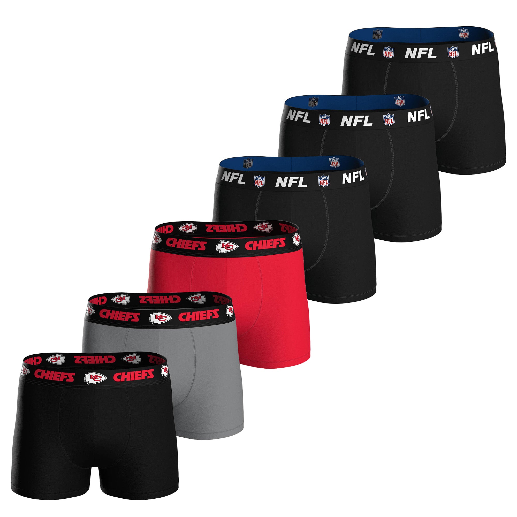 NFL Herren Boxershorts, 6er Pack - NFL Teams, Boxers, Football, Logo, Baumwollmischung