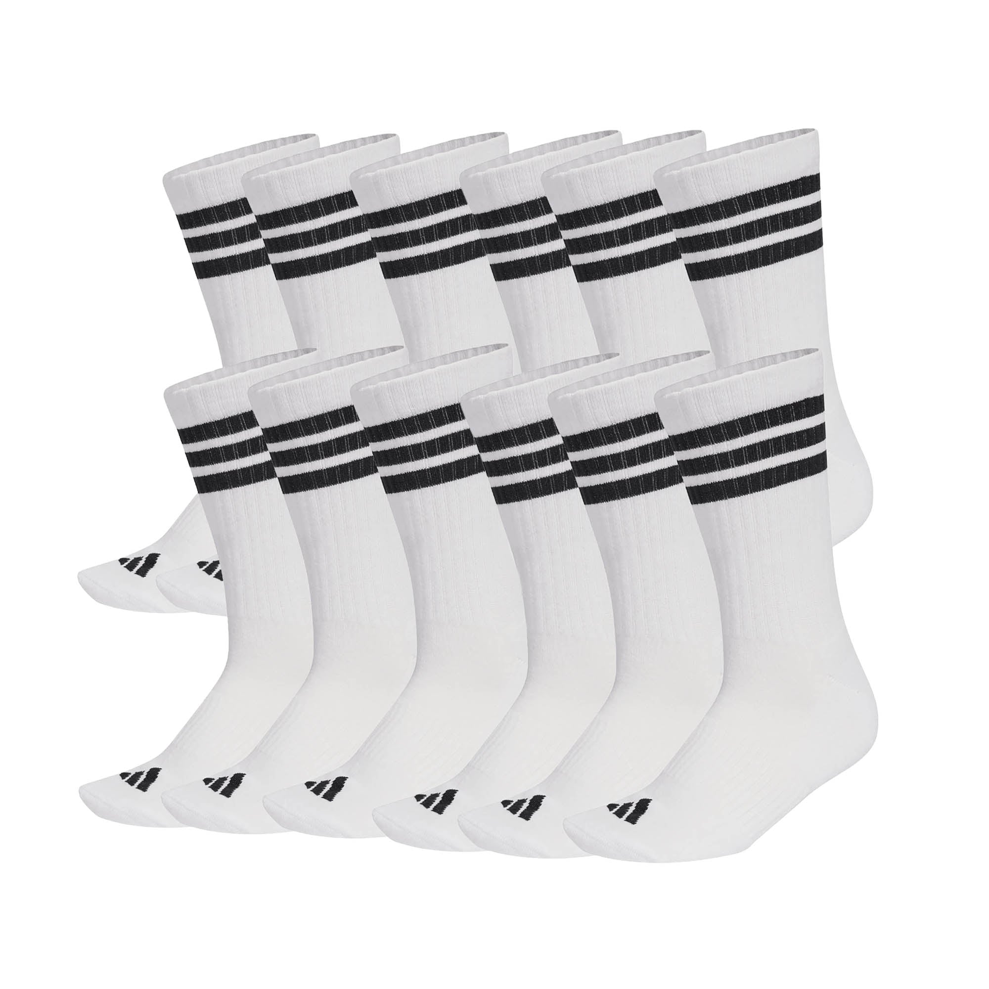 adidas Unisex Socks, 12-pack - 3-Stripes Essentials Cushioned Crew, Logo, Stripe, Cushioned