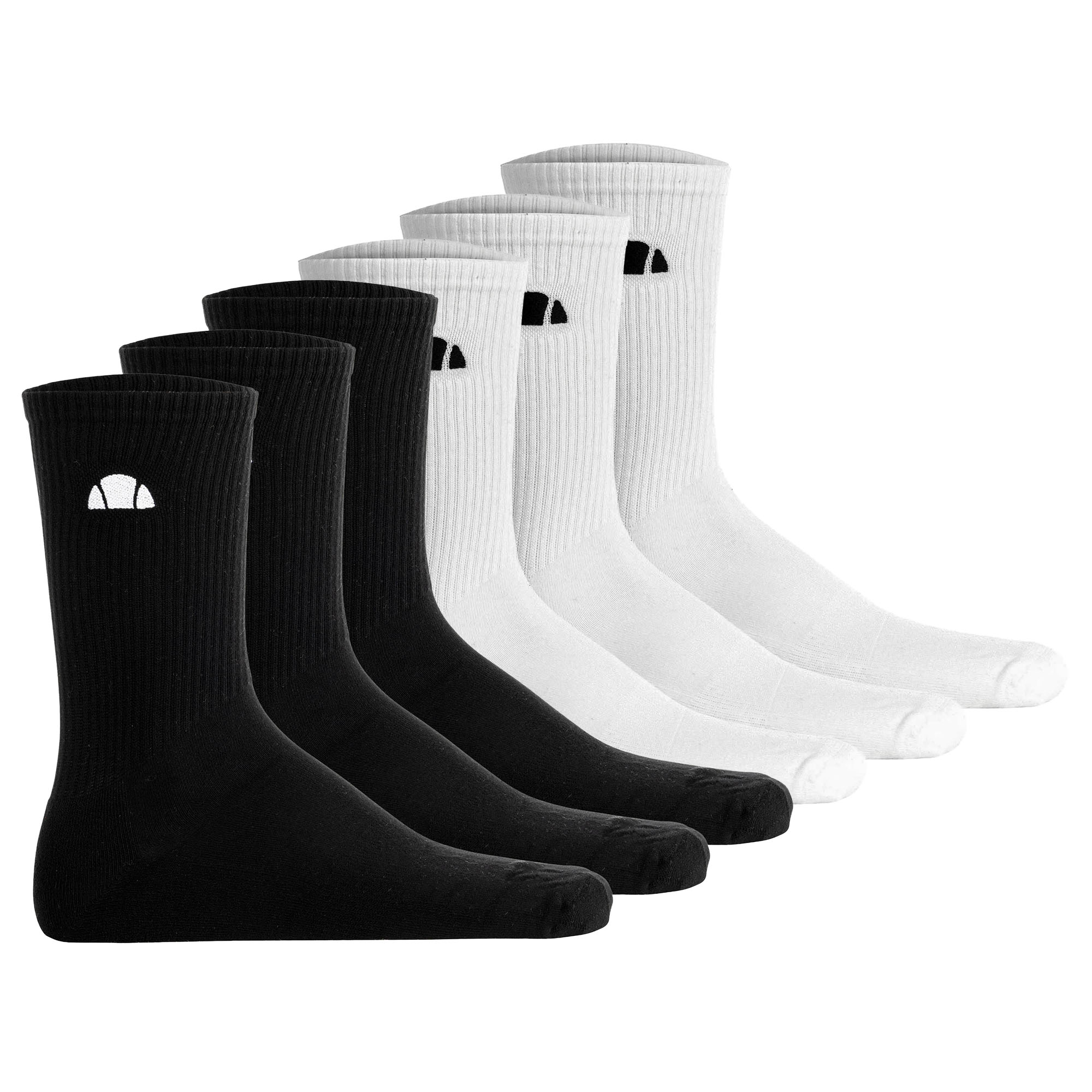 ellesse Unisex Socks, Pack of 6 - ALACRE, Crew Socks, Logo, Plain Colour