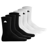 ellesse Unisex Socks, Pack of 6 - ALACRE, Crew Socks, Logo, Plain Colour