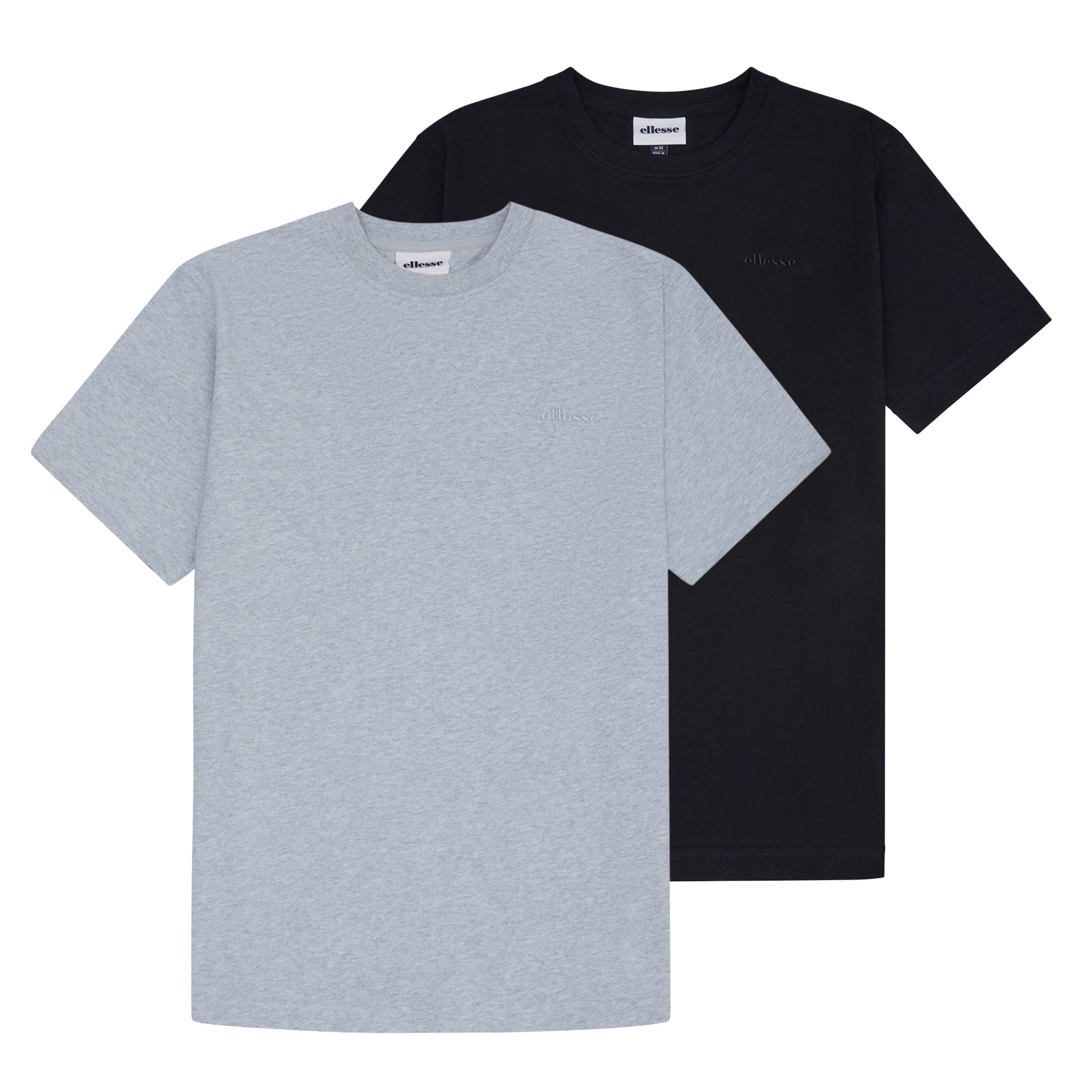 ellesse Men's T-Shirt pack of 2 - ACCIANO, Short Sleeve, Round Neck, Logo, Cotton, Plain Colour