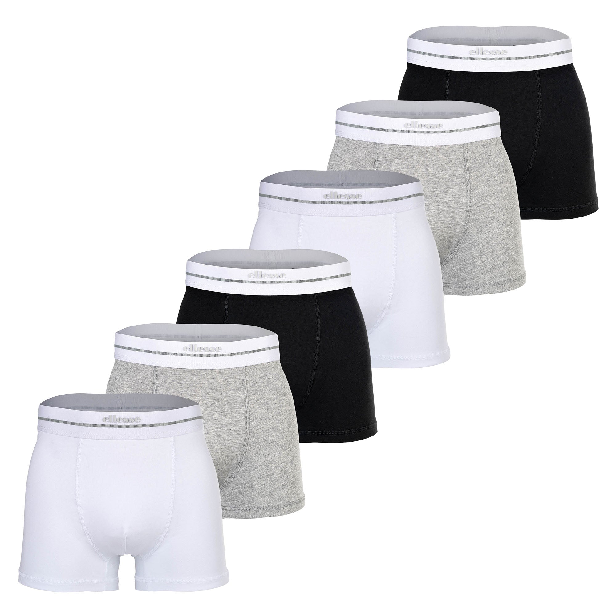 ellesse Men Boxer Shorts, 6-Pack - AMBRIA, Trunks, Logo Waistband, Solid Colour