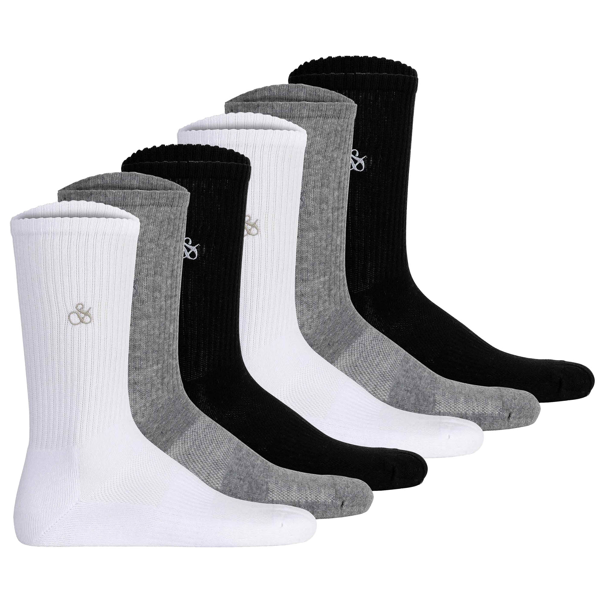 SCOTCH&SODA Herren Socken, 6er Pack - 1/2 Terry Cotton Crew, One Size, einfarbig