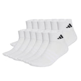adidas Unisex Quarter Socks, 12-pack - Cushioned Essentials Ankle Socks, logo, padded, solid color