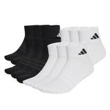 adidas Unisex Quarter Socks, 12-pack - Cushioned Essentials Ankle Socks, logo, padded, solid color