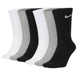 NIKE Unisex Tennissocken, 6er Pack - Cushioned - Training Crew Socks, einfarbig, Logo