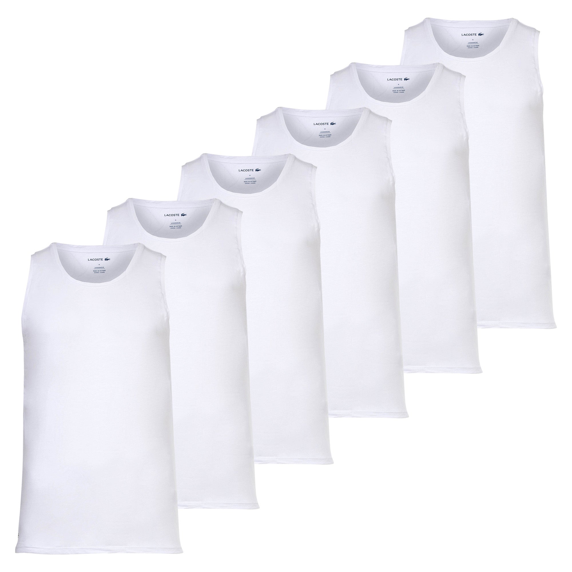 LACOSTE Herren Unterhemden, 6er Pack - Tank Top, Rundhals, Slim Fit, Baumwolle, einfarbig