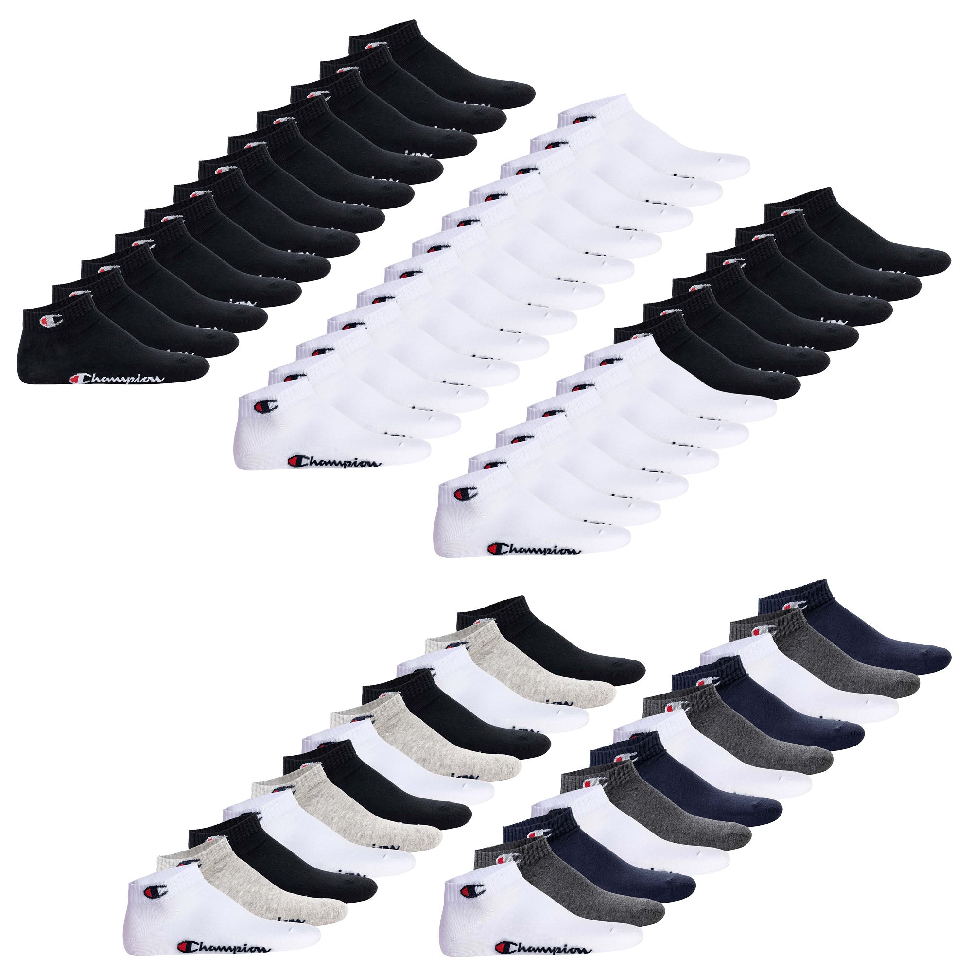 Champion unisex socks, pack of 12 - quarter socks, basic, logo