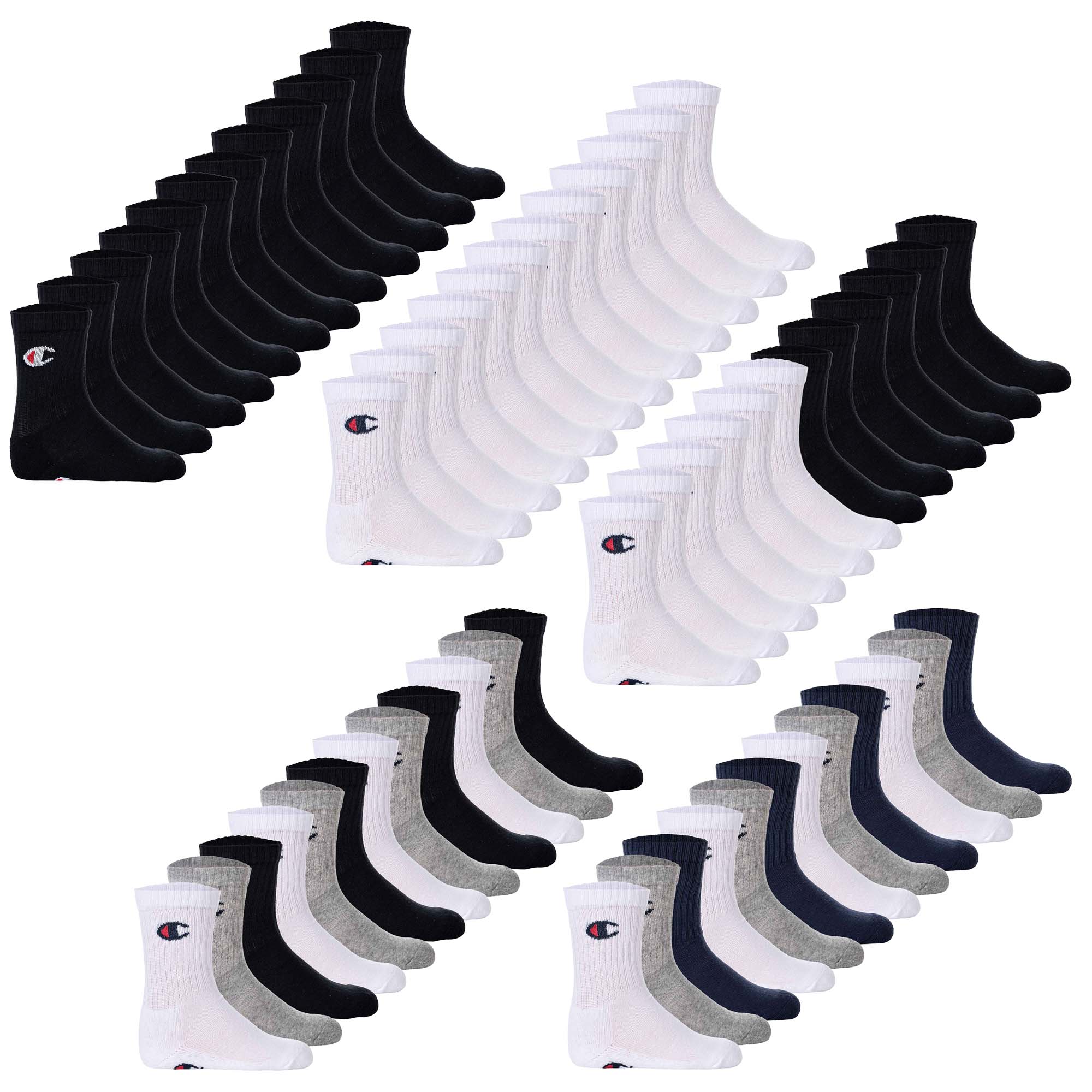 Champion kids socks, pack of 12 - crew socks, solid colour