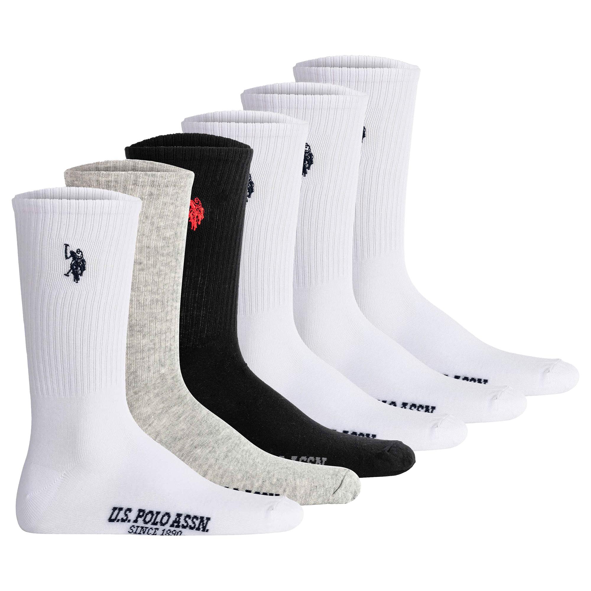 U.S. POLO ASSN. Herren Tennissocken, 6er Pack - Sportsocken, Logo, Baumwoll-Mix