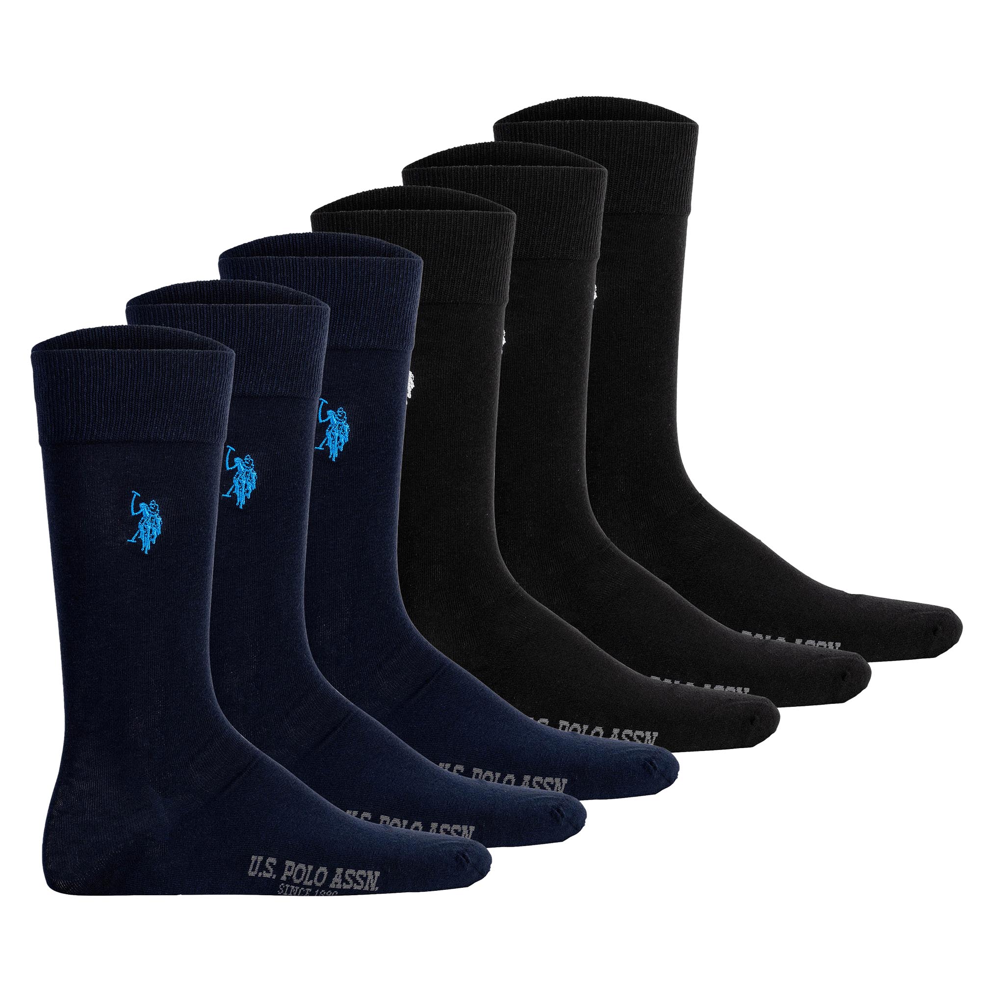 U.S. POLO ASSN. Herren Socken, 6er Pack - Business-Socken, Logo, Baumwoll-Mix