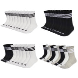 adidas Unisex Socks, 9-pack - 3-Stripes Cushioned Sportswear Crew Socks, Logo, Stripe, Cushioned