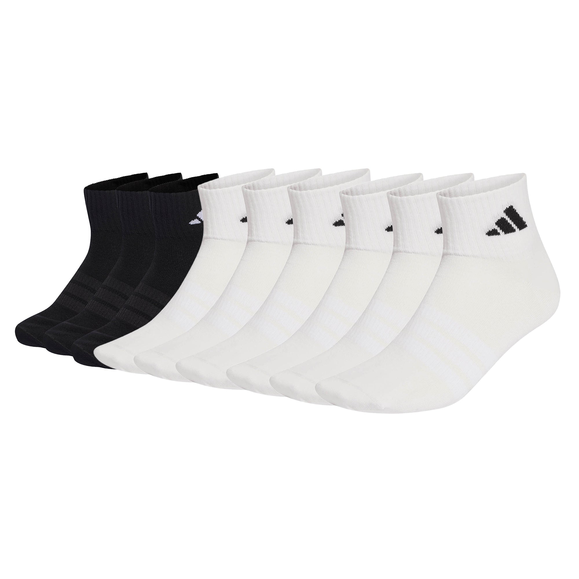 adidas Unisex Quarter Socken, 9er Pack - Thin & Light Sportswear Ankle Socks, Logo, einfarbig