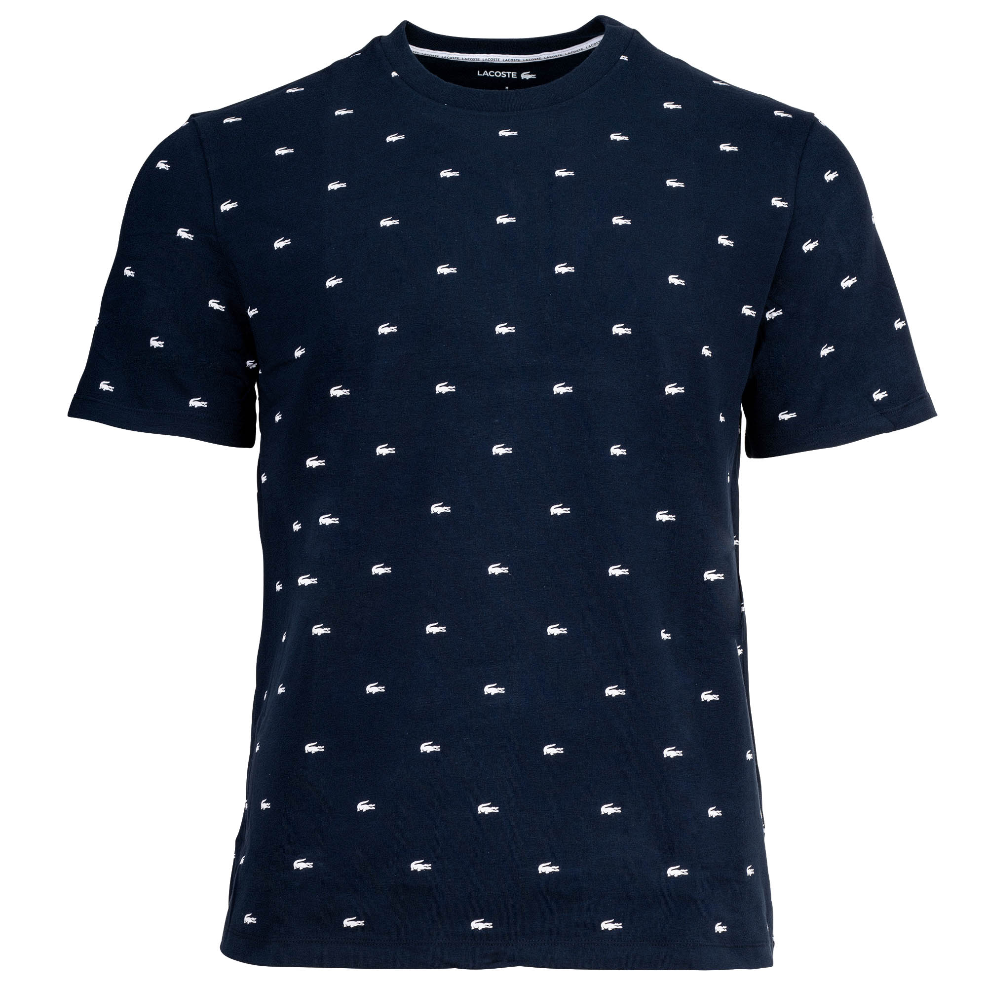 LACOSTE Herren T-Shirt - Loungewear, Rundhals, Baumwollmischung, Muster