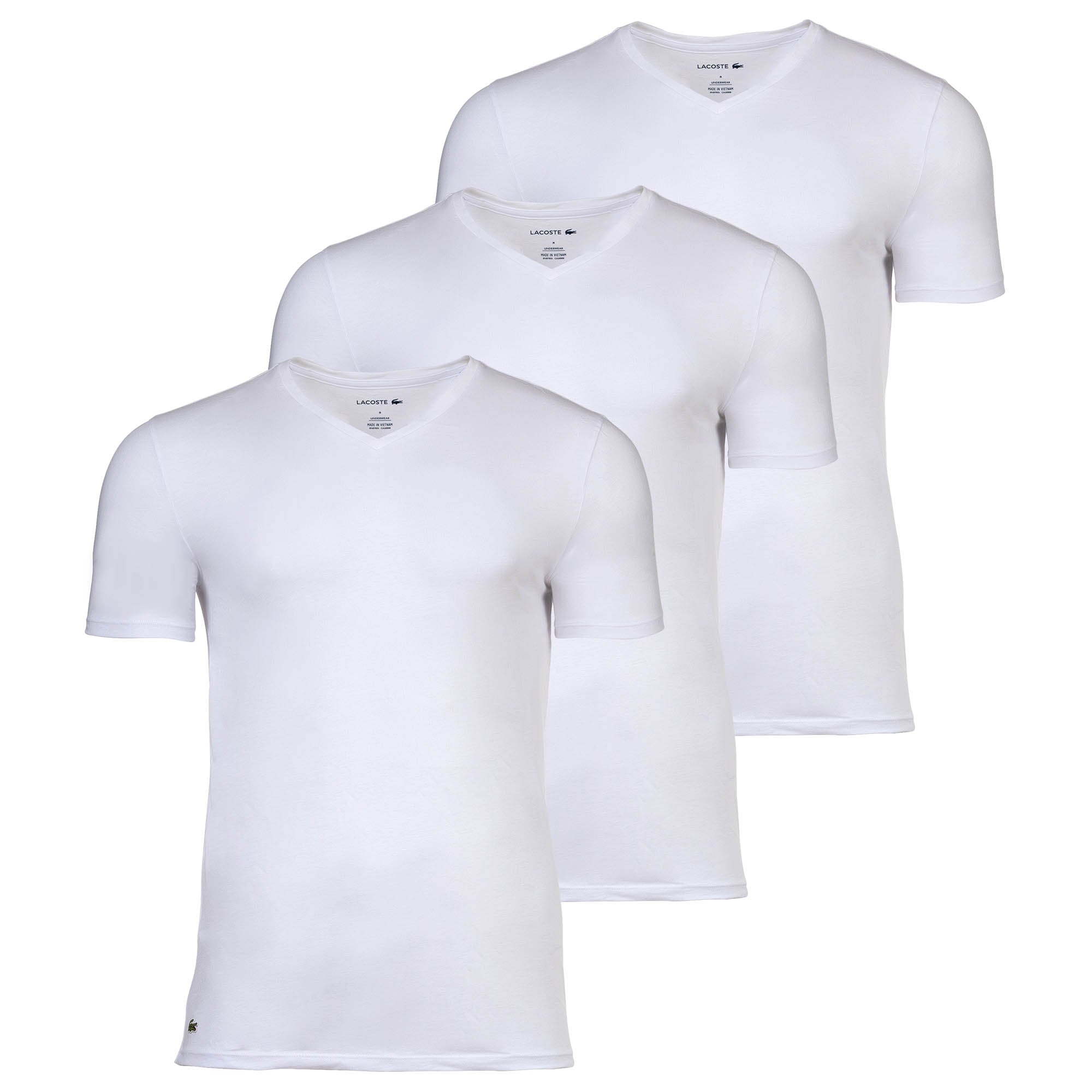 LACOSTE Herren T-Shirts, 3er Pack - Essentials, V-Ausschnitt, Slim Fit, Baumwolle, einfarbig