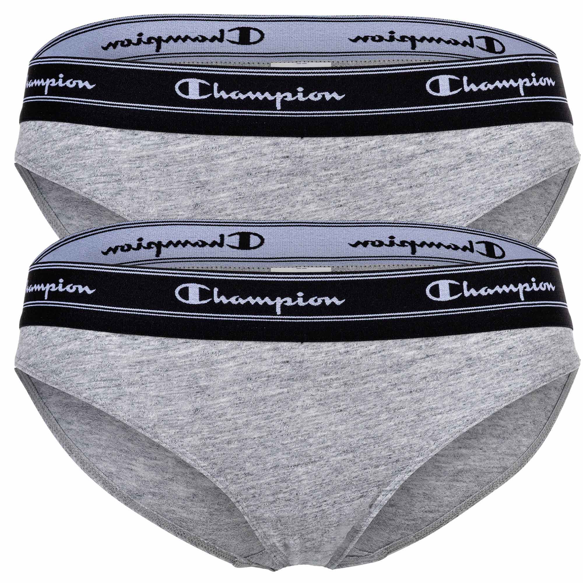Champion Damen Bikini-Slips, 2er Pack - Slips, Logo-Bund, einfarbig