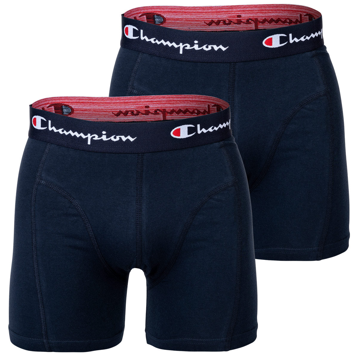 Champion Herren Boxershorts, 2er Pack - Baumwolle, Logobund, einfarbig