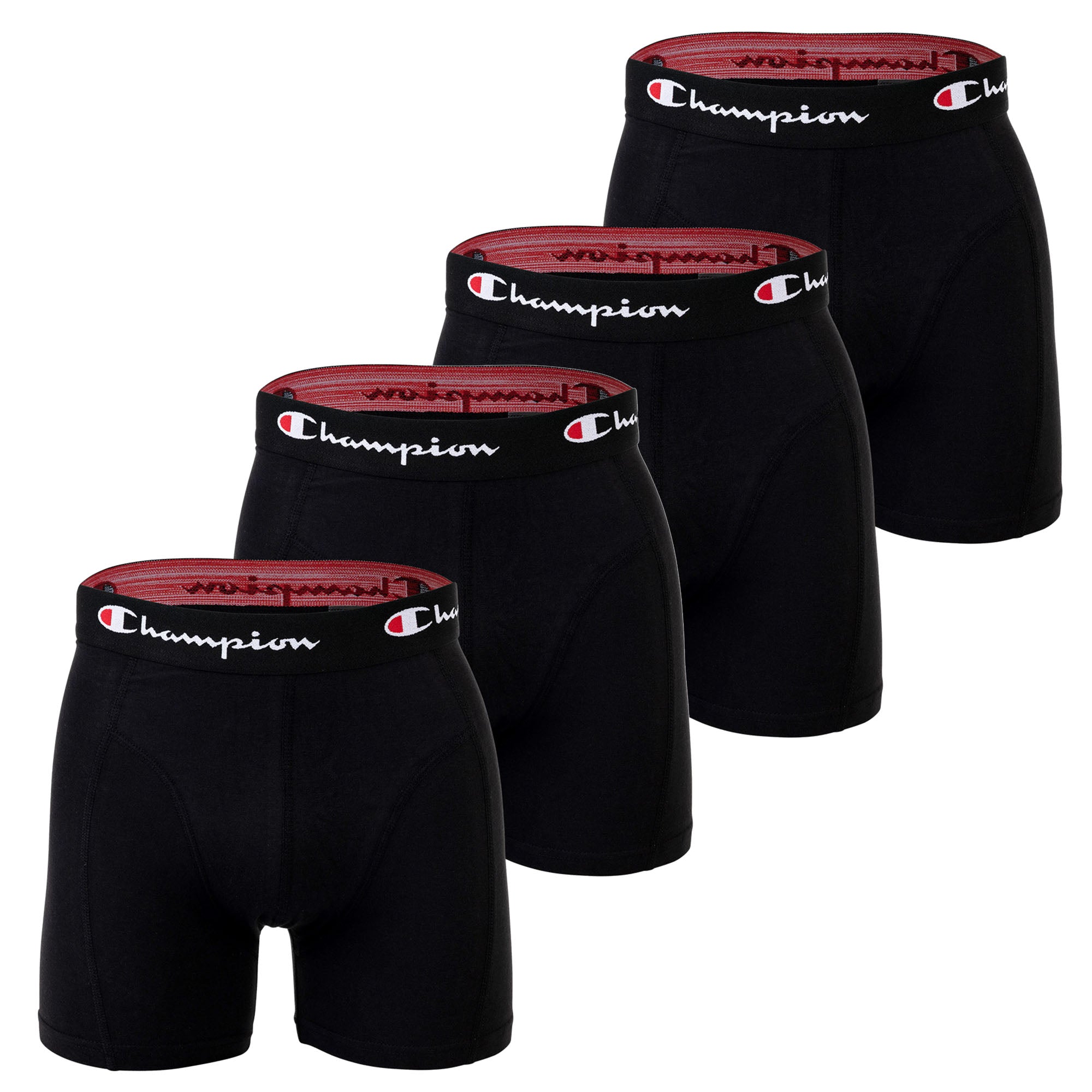 Champion Herren Boxershorts, 4er Pack - Baumwolle, Logobund, einfarbig