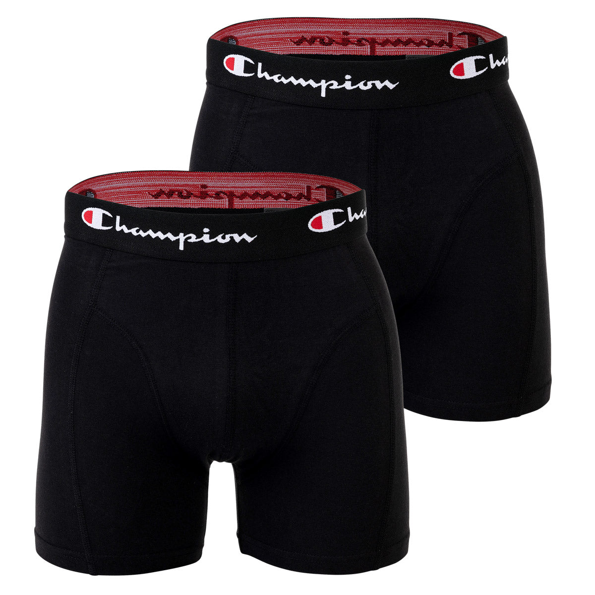 Champion Herren Boxershorts, 2er Pack - Baumwolle, Logobund, einfarbig