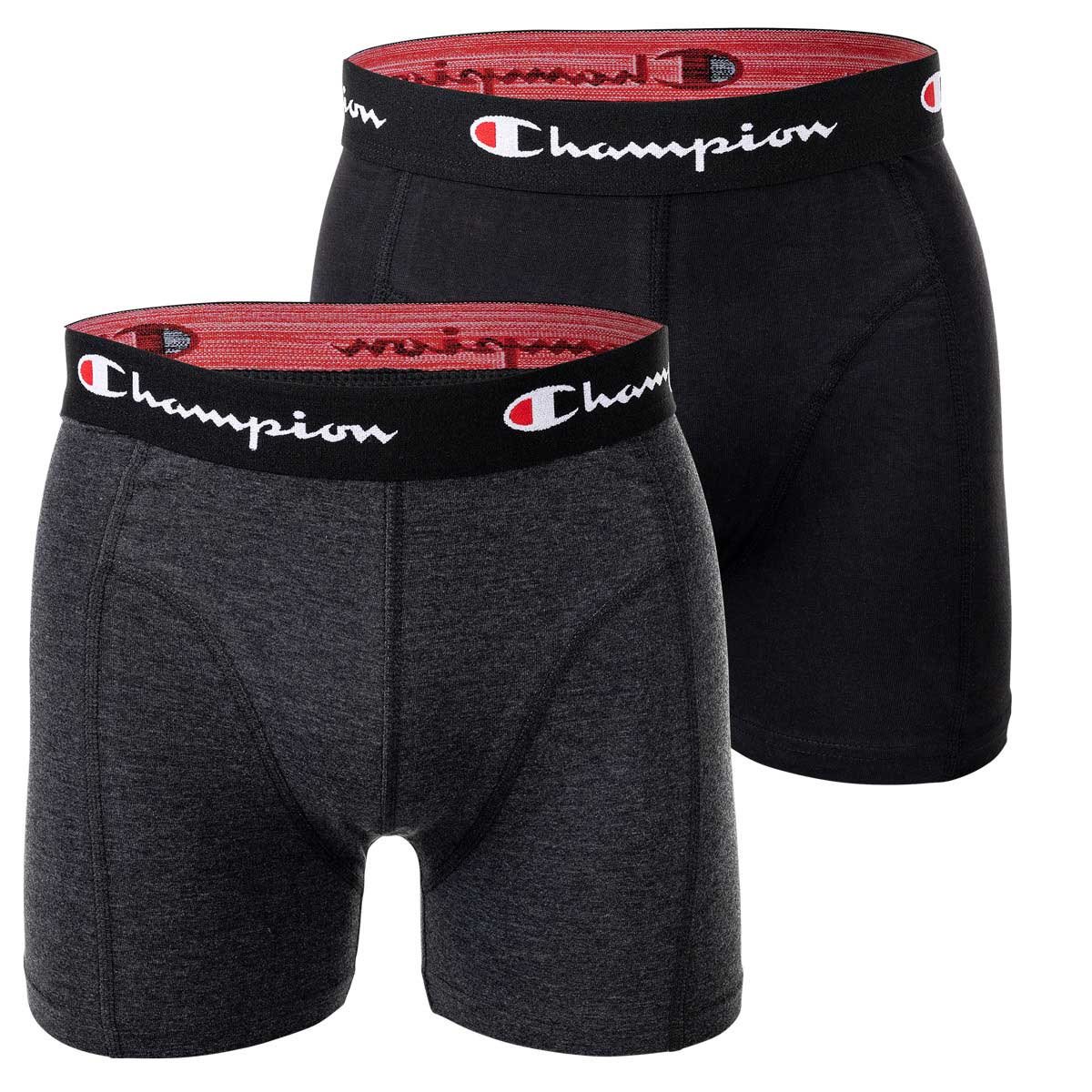 Champion Herren Boxershorts, 2er Pack - Baumwolle, Logobund, einfarbig