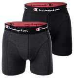 Champion Herren Boxershorts, 2er Pack - Baumwolle, Logobund, einfarbig