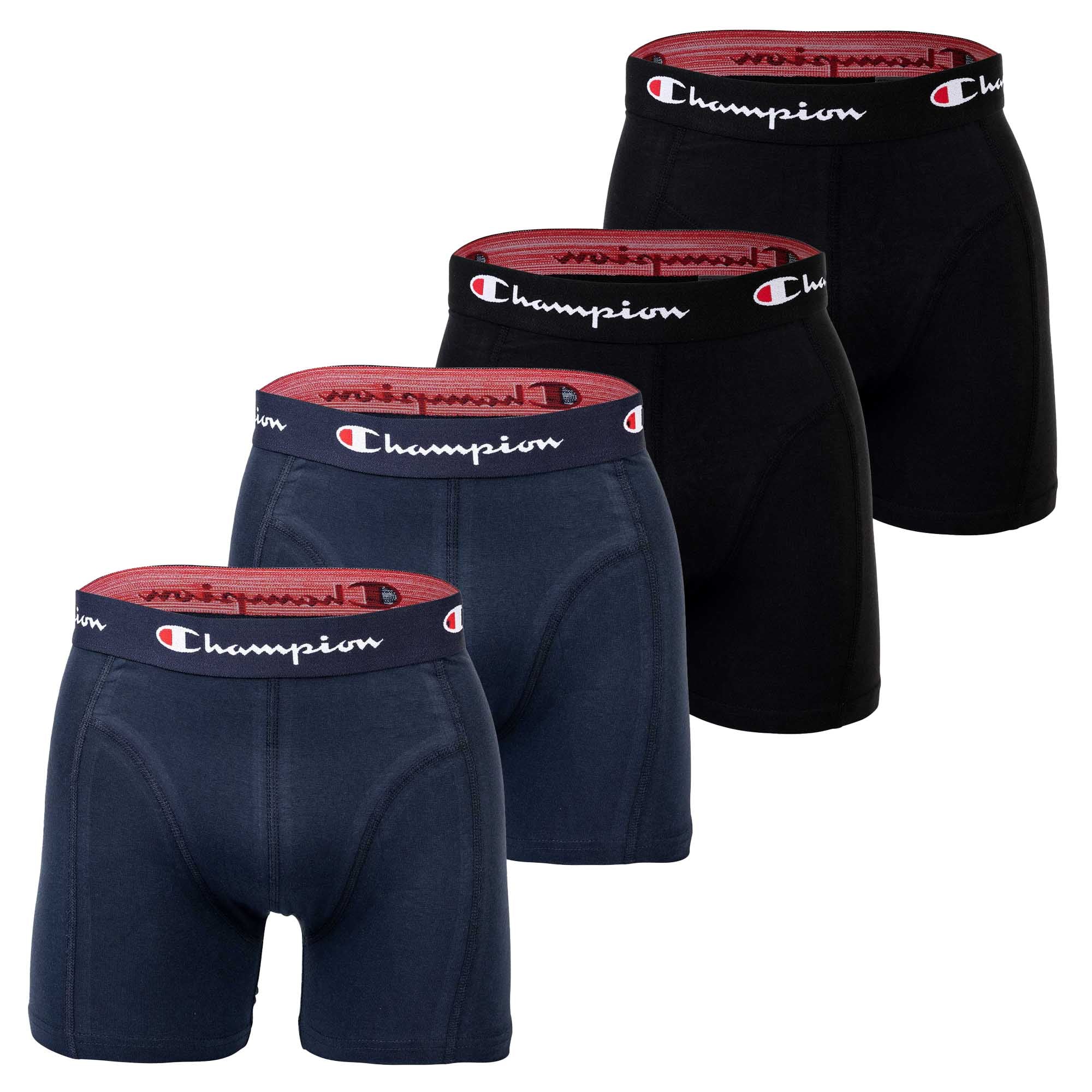 Champion men's boxer shorts, 4-pack - cotton, logo waistband, solid colour