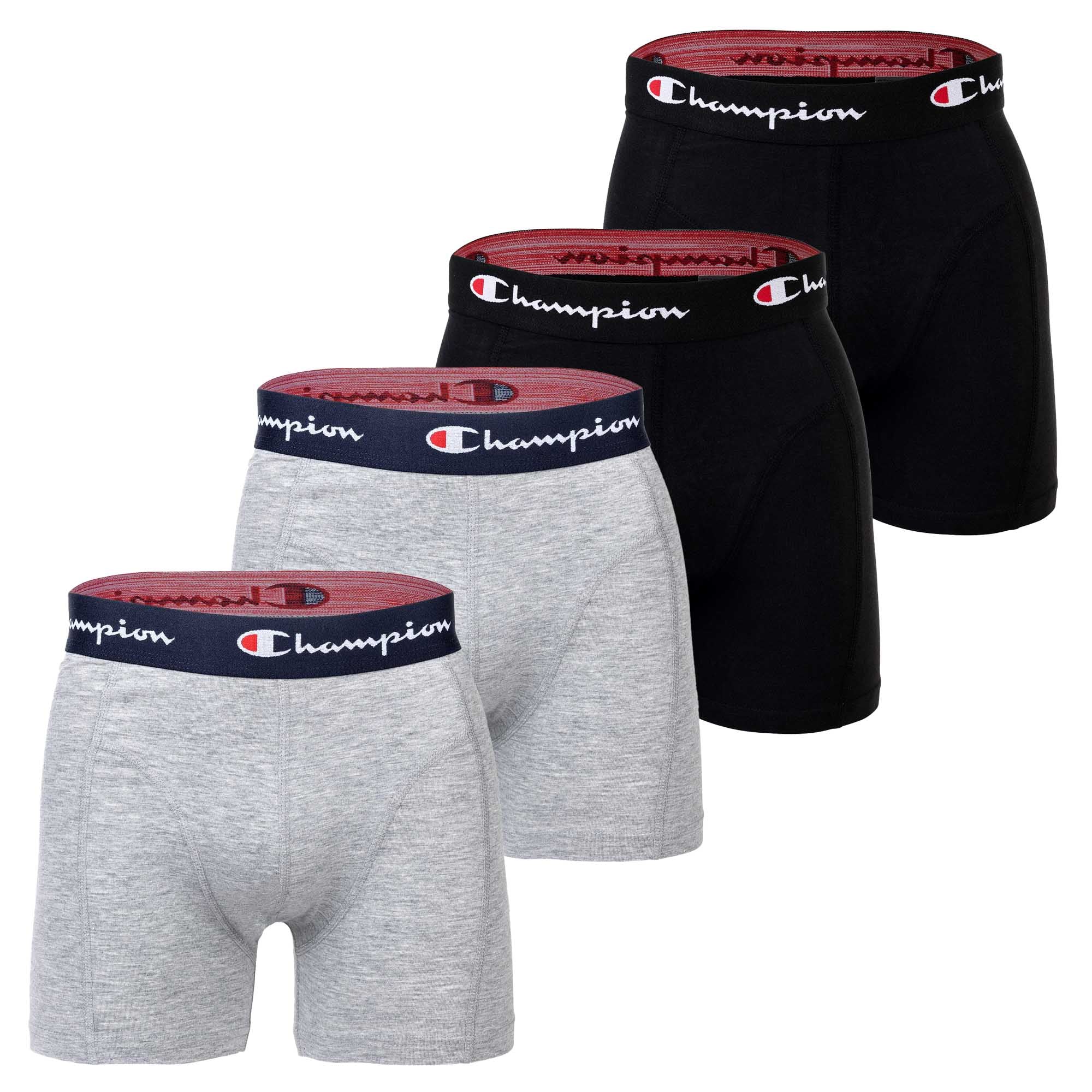 Champion men's boxer shorts, 4-pack - cotton, logo waistband, solid colour
