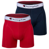 Champion Herren Boxershorts, 2er Pack - Baumwolle, Logobund, einfarbig