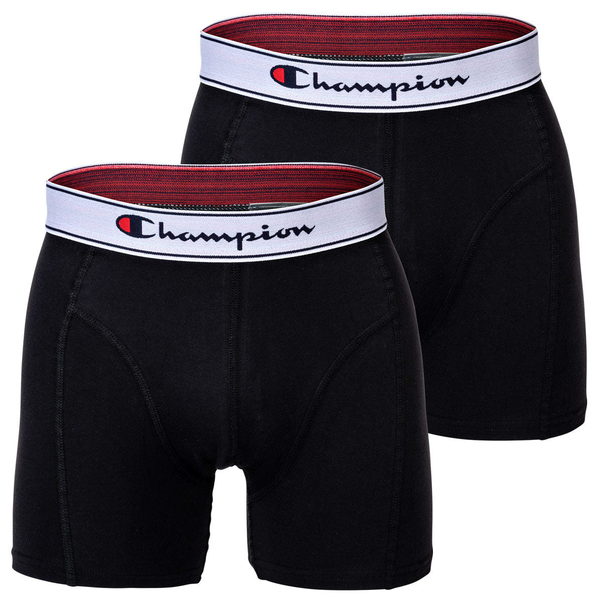 Champion Herren Boxershorts, 2er Pack - Baumwolle, Logobund, einfarbig