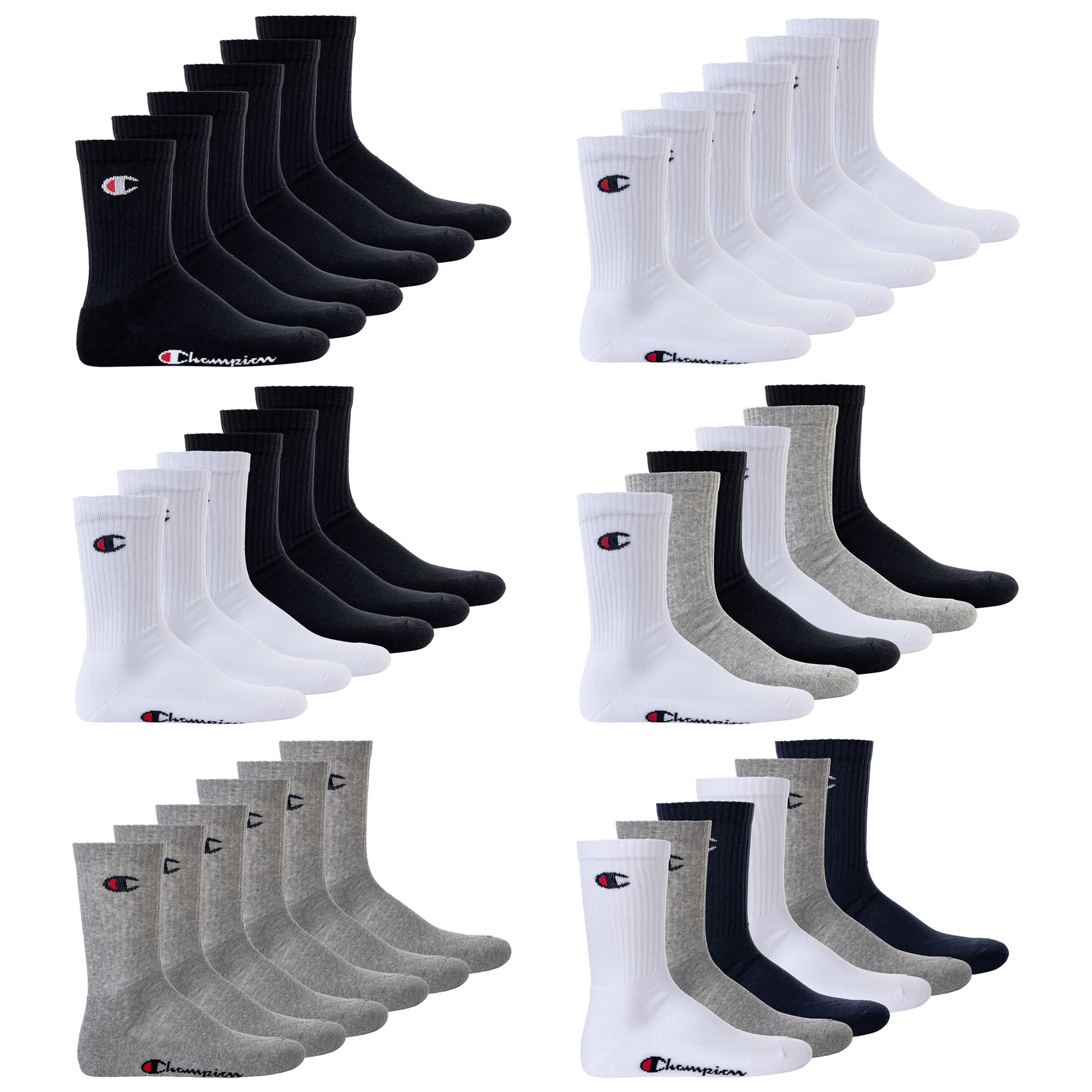 Champion Unisex Socken, 6 Paar - Crew Socken Basic