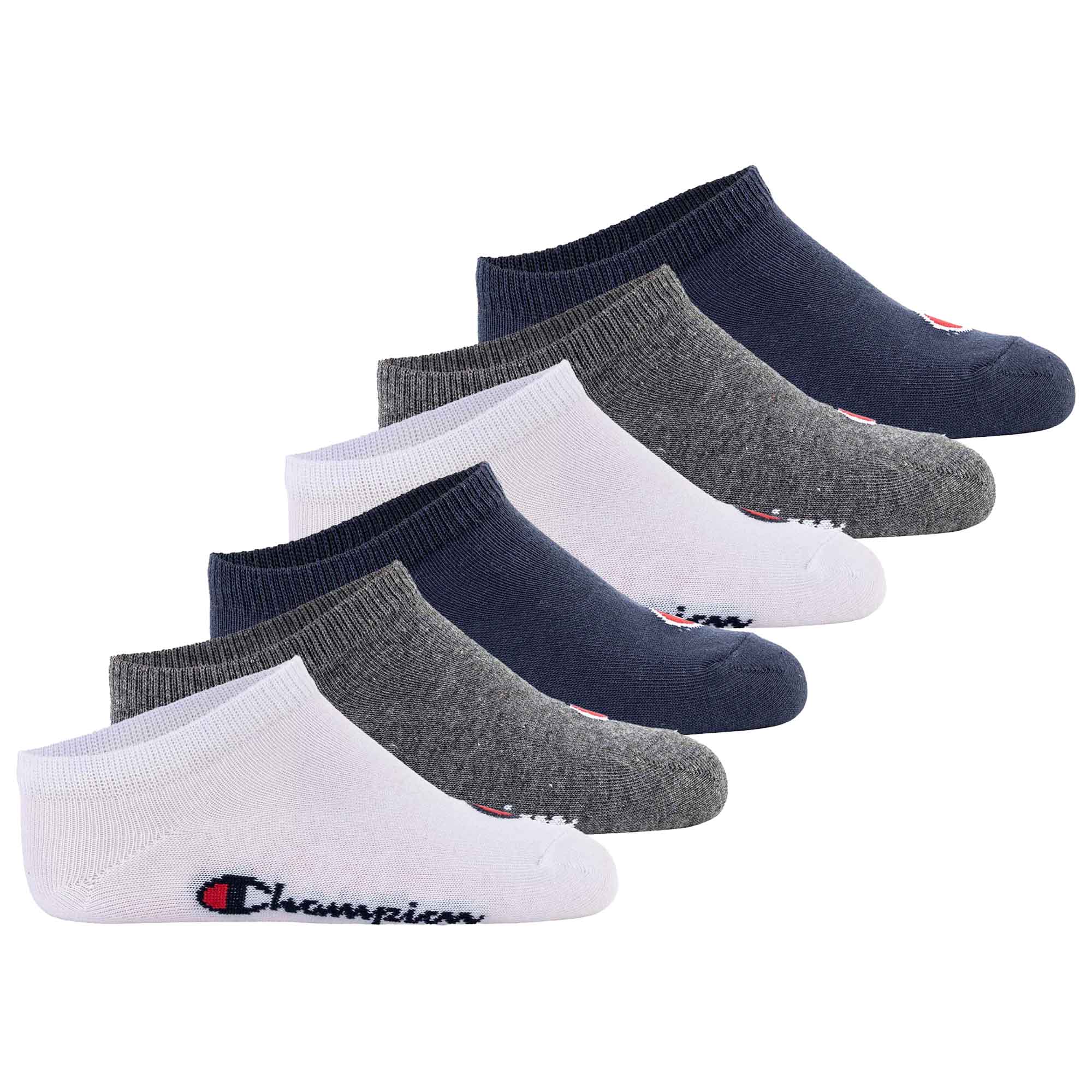Champion kids socks, pack of 6 - sneaker socks, logo, solid colour