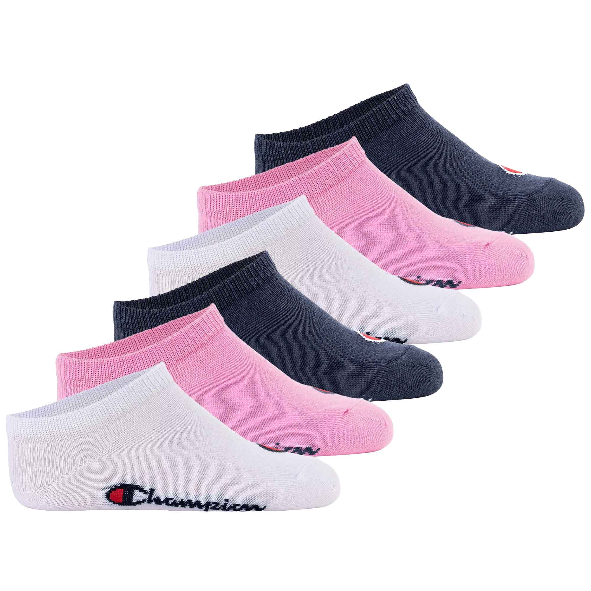 Champion kids socks, pack of 6 - sneaker socks, logo, solid colour