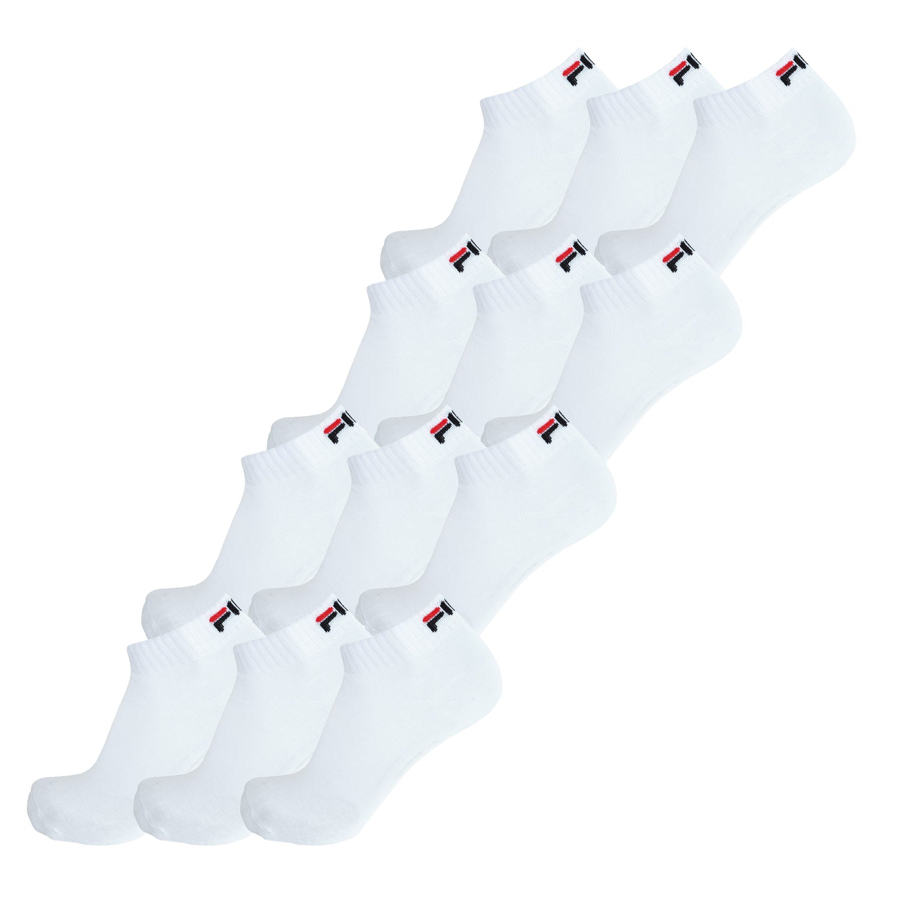 FILA 12 Paar Socken, Quarter Sneakers Unisex, 35-38; 39-42; 43-46