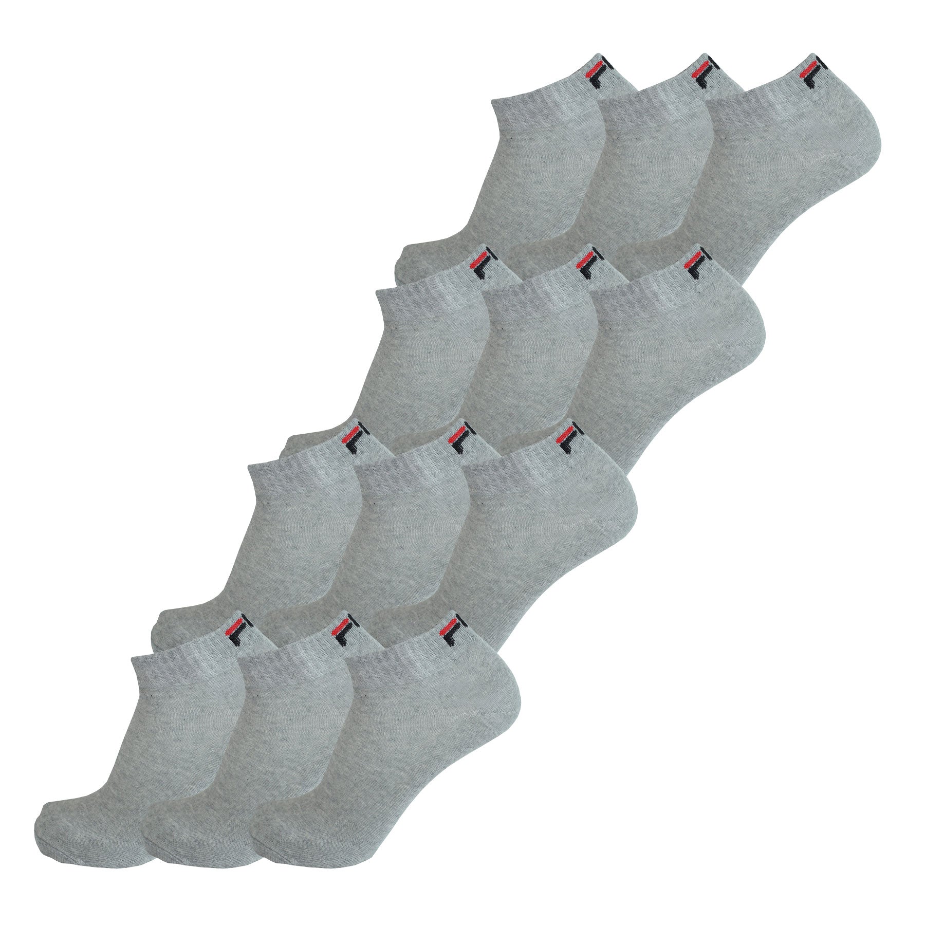 FILA 12 Paar Socken, Quarter Sneakers Unisex, 35-38; 39-42; 43-46