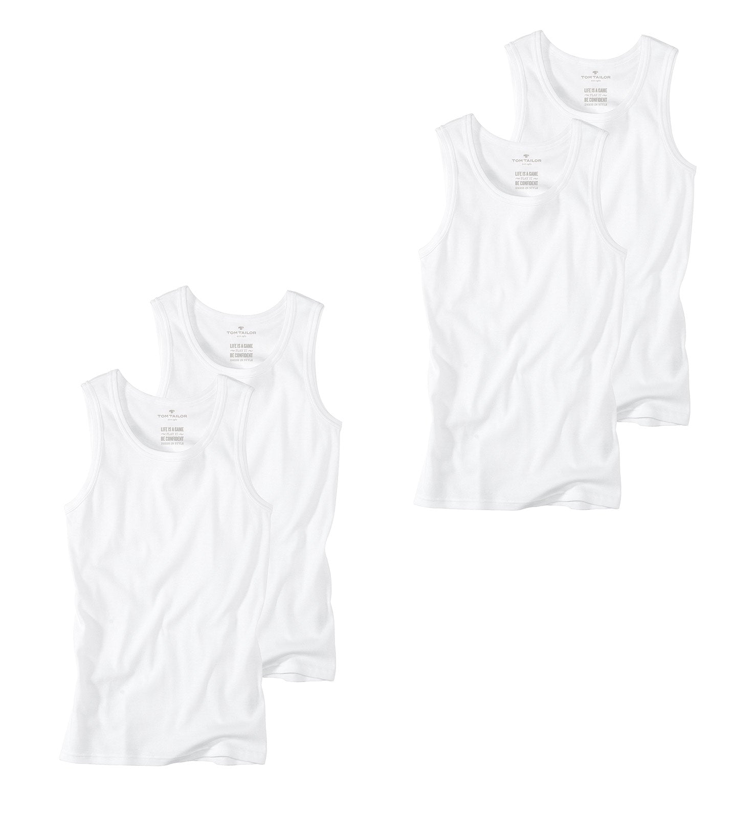 TOM TAILOR Herren Tanktop, 4er Pack - Unterhemd, Garron S, einfarbig, Vorteilspack