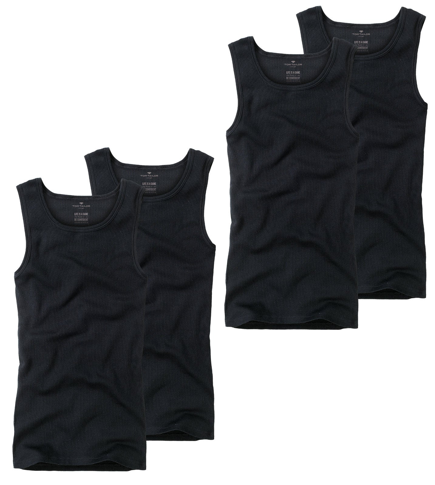 TOM TAILOR Herren Tanktop, 4er Pack - Unterhemd, Garron S, einfarbig, Vorteilspack