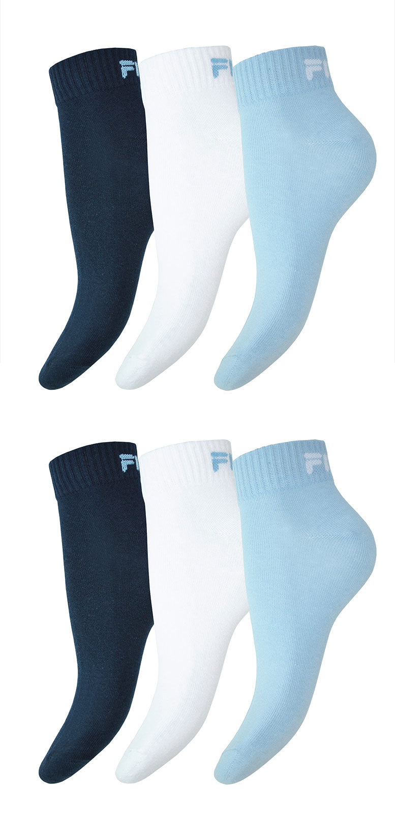 Fila 6 Paar Socken Quarter Sneakers Unisex 35-46 Trainer Socks - mehrere Farben