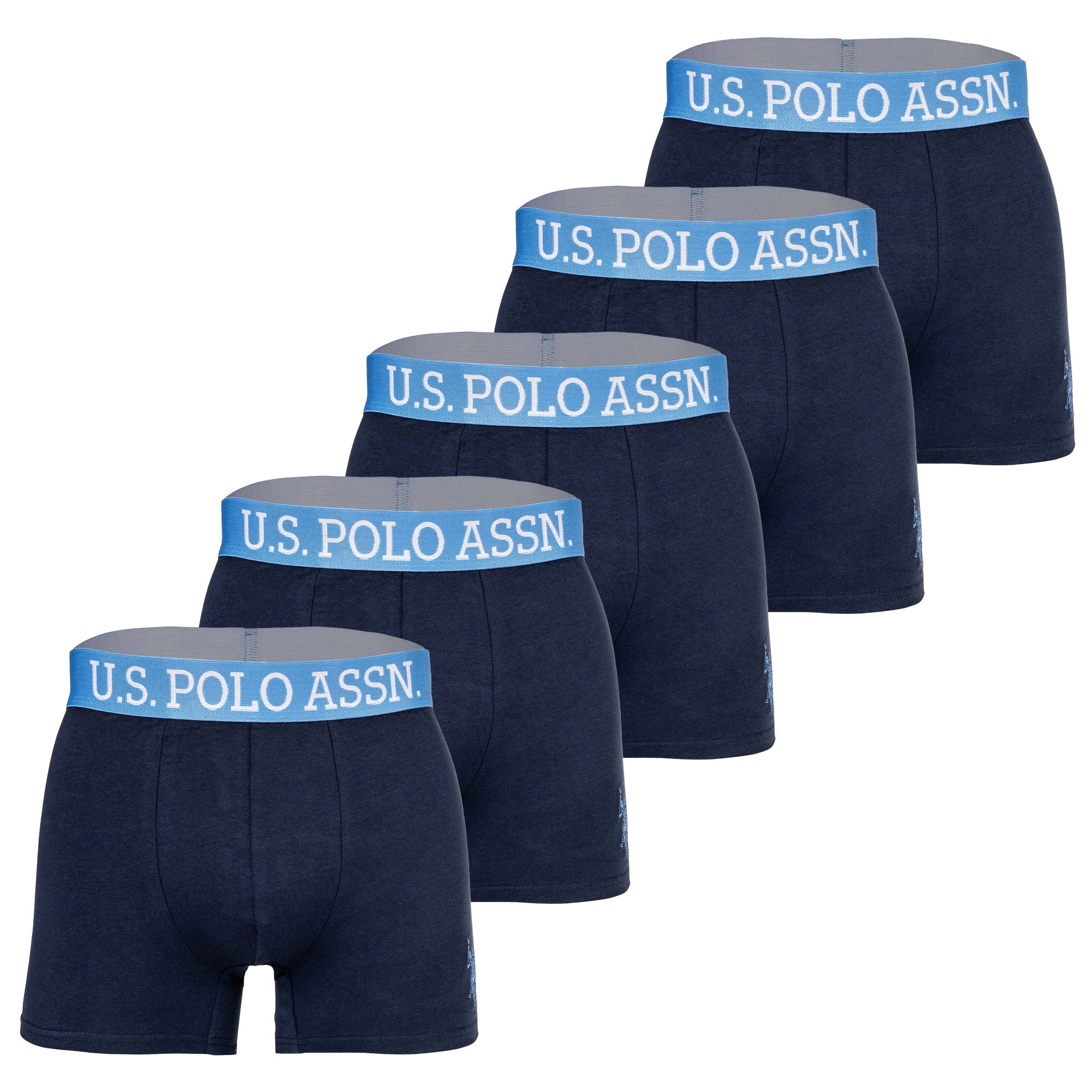 U.S. POLO ASSN. Herren Boxershorts, 5er Pack - Trunks, Logo, Baumwoll-Stretch