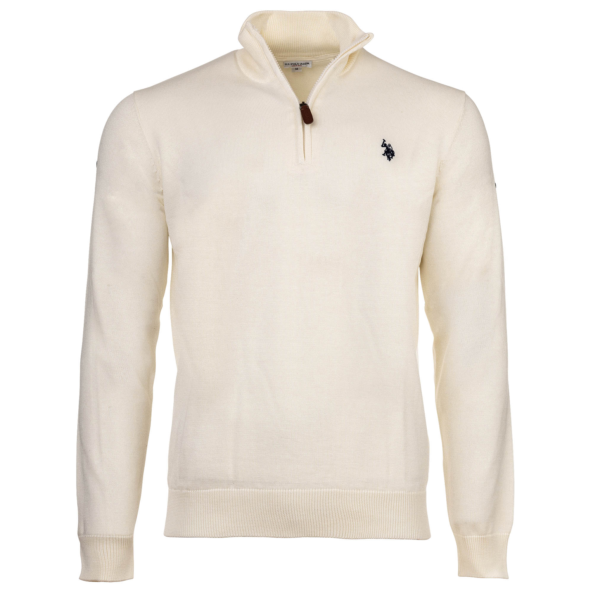 U.S. POLO ASSN. Herren Strickpullover mit Stehkragen - Half Zip, Logo, Baumwolle