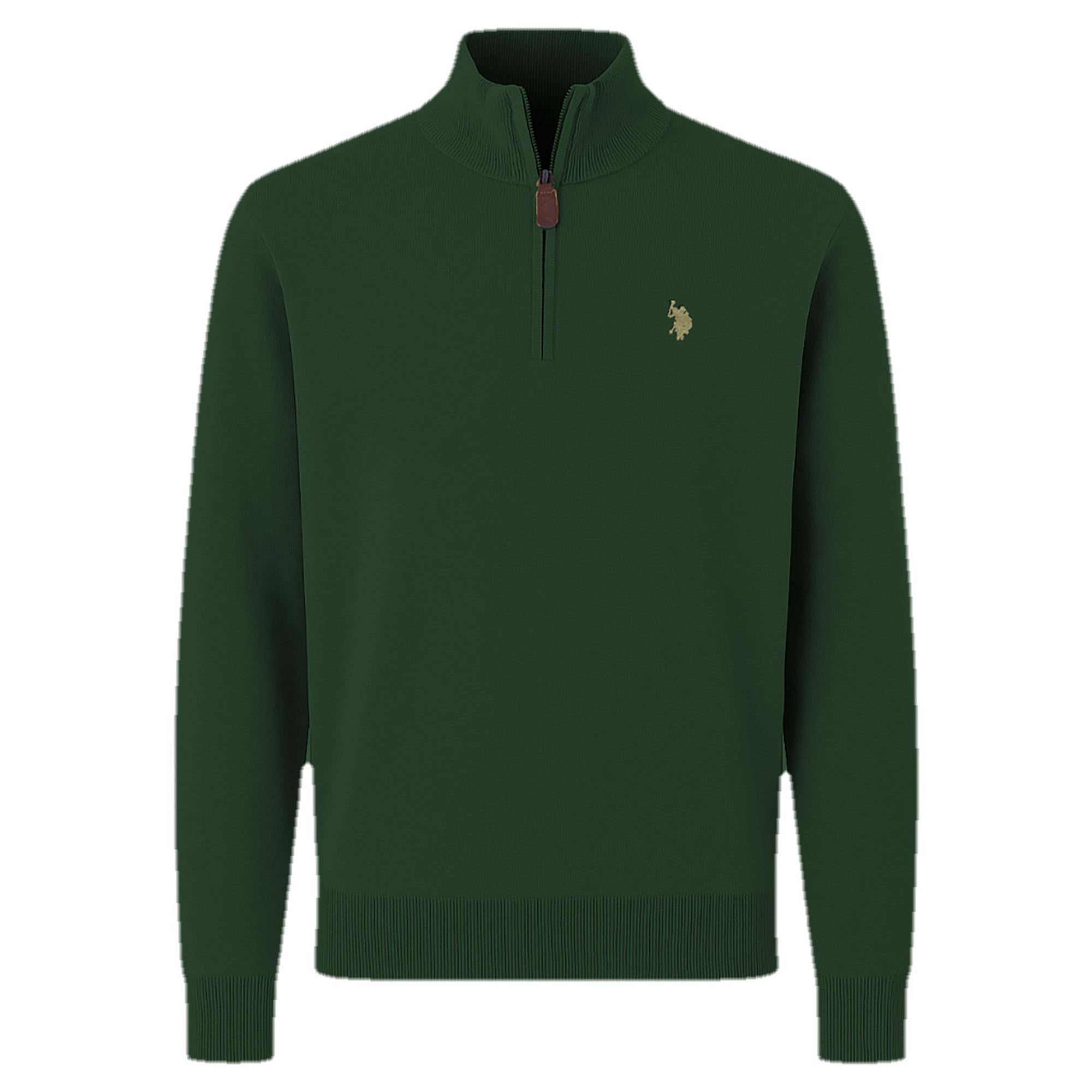 U.S. POLO ASSN. Herren Strickpullover mit Stehkragen - Half Zip, Logo, Baumwolle