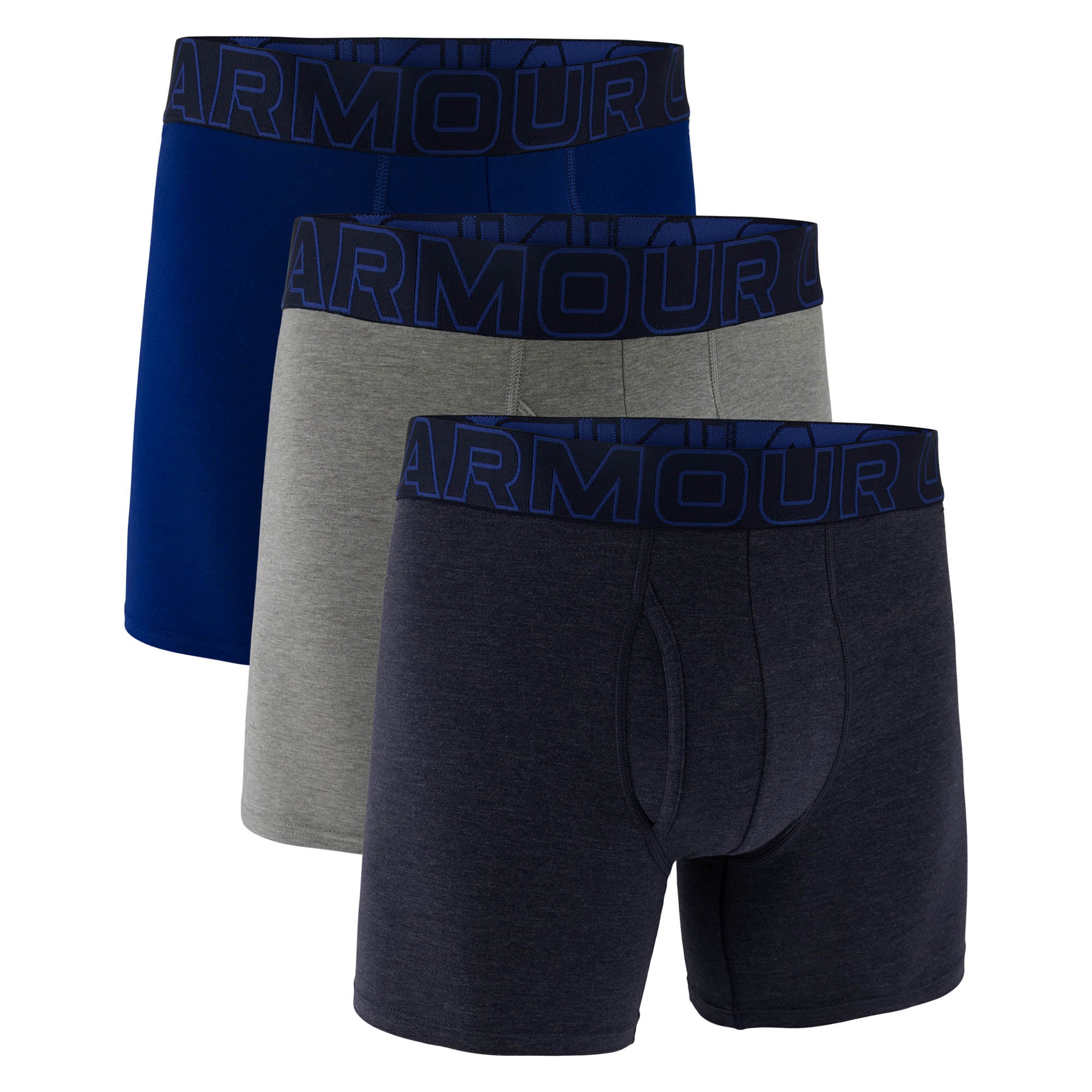 UNDER ARMOUR Men's Boxer Shorts, 3-Pack – Performance Cotton Boxer Briefs – Solid 6 in, Stretch, Cotton Blend